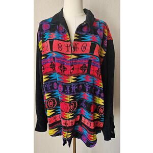 Vintage Chico's Design Aztec Tribal Print‎ Long Sleeve Zip Up Jacket Multi XL 3